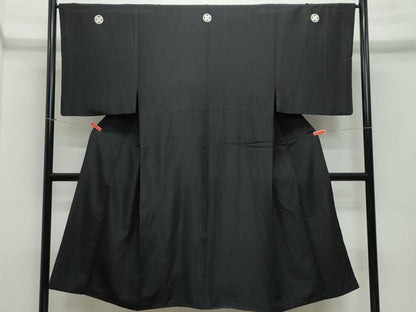 平和屋着物●男性　黒紋付　正絹　逸品　CAAX1099vf