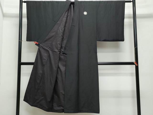 平和屋着物●男性　黒紋付　正絹　逸品　CAAX1099vf