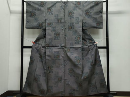 平和屋着物●本場大島紬 7マルキ 色紙重ね吉祥花文 正絹 逸品 CAAX1118vf