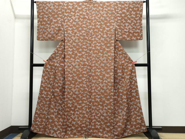 平和屋着物●上質な小紋 型染め 舞蝶文 正絹 逸品 CAAX1154vf