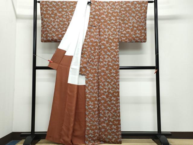平和屋着物●上質な小紋 型染め 舞蝶文 正絹 逸品 CAAX1154vf