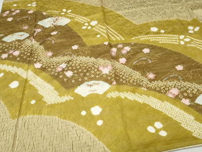 平和屋着物●訪問着 絞り 刺繍 片輪車地紙草花文 金彩 正絹 逸品 CAAX1178vf
