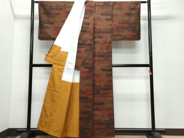 平和屋着物●上質な紬 エ霞文 正絹 逸品 未使用 CAAX1196vf