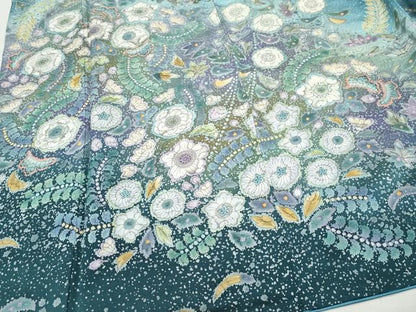 平和屋着物●訪問着　絞り　辻が花　暈し染め　銀通し地　正絹　逸品　CAAX1199vf