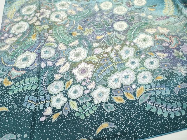 平和屋着物●訪問着　絞り　辻が花　暈し染め　銀通し地　正絹　逸品　CAAX1199vf