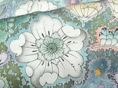 平和屋着物●訪問着　絞り　辻が花　暈し染め　銀通し地　正絹　逸品　CAAX1199vf