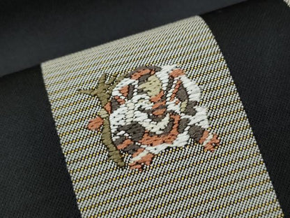 平和屋着物●六通柄袋帯　唐織　歌舞伎　黒地　金糸　正絹　逸品　CAAX1207hy