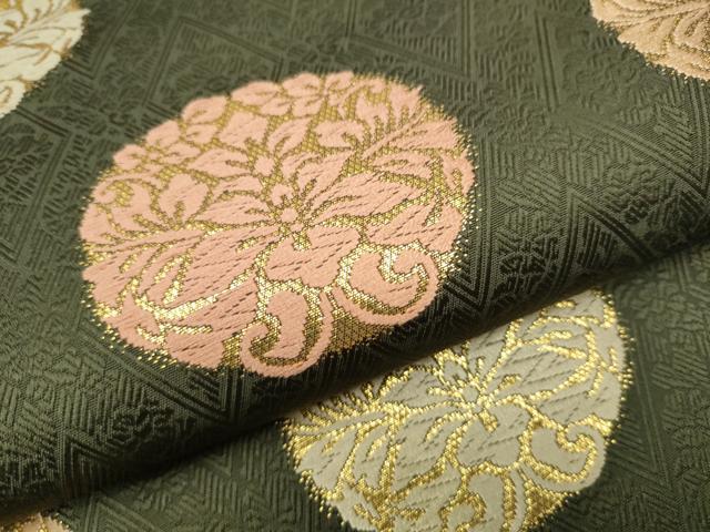平和屋着物●全通柄袋帯　唐織　草花丸文　金糸　正絹　逸品　CAAX1210hy