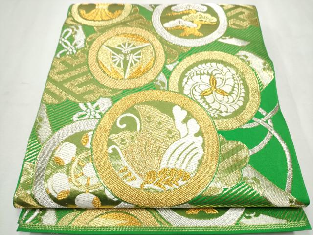 平和屋着物●西陣　川島織物　六通柄　本袋帯　花蝶丸文　金銀糸　正絹　逸品　CAAX1219hy