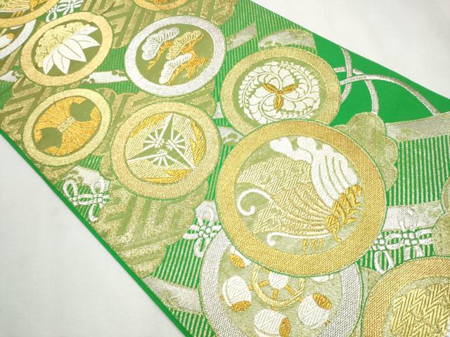 平和屋着物●西陣　川島織物　六通柄　本袋帯　花蝶丸文　金銀糸　正絹　逸品　CAAX1219hy