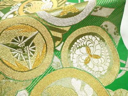 平和屋着物●西陣　川島織物　六通柄　本袋帯　花蝶丸文　金銀糸　正絹　逸品　CAAX1219hy