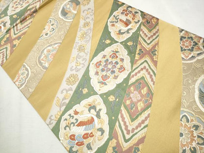 平和屋着物●六通柄袋帯 唐織 正倉院鳳凰花文 金糸 正絹 逸品 CAAX1220hy