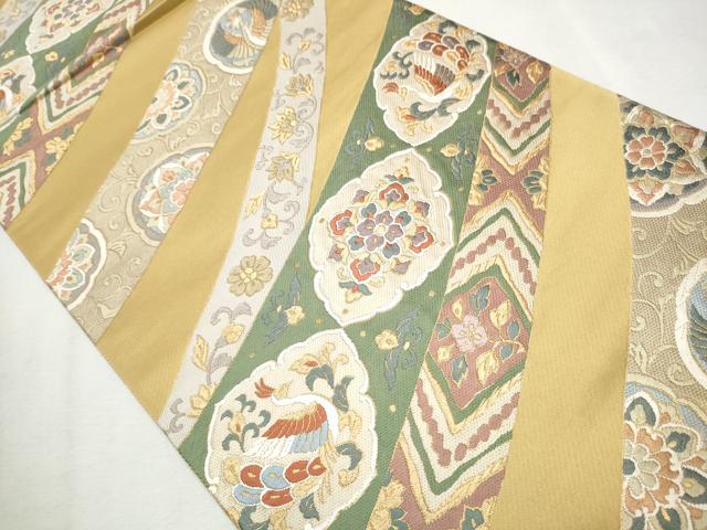 平和屋着物●六通柄袋帯 唐織 正倉院鳳凰花文 金糸 正絹 逸品 CAAX1220hy