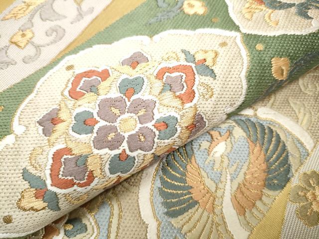 平和屋着物●六通柄袋帯 唐織 正倉院鳳凰花文 金糸 正絹 逸品 CAAX1220hy