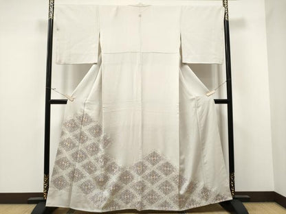 平和屋着物●豪華色留袖　総刺繍　菱花唐草文　金糸　暁鼠色地　正絹　逸品　未使用　CAAX1223hy
