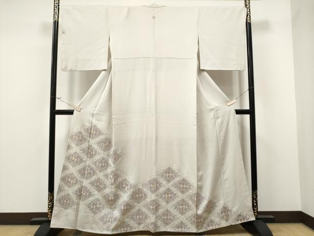 平和屋着物●豪華色留袖　総刺繍　菱花唐草文　金糸　暁鼠色地　正絹　逸品　未使用　CAAX1223hy