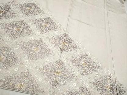 平和屋着物●豪華色留袖　総刺繍　菱花唐草文　金糸　暁鼠色地　正絹　逸品　未使用　CAAX1223hy