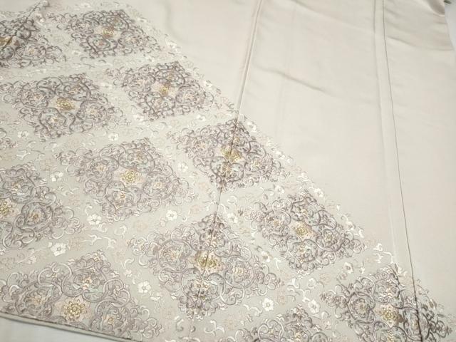 平和屋着物●豪華色留袖　総刺繍　菱花唐草文　金糸　暁鼠色地　正絹　逸品　未使用　CAAX1223hy