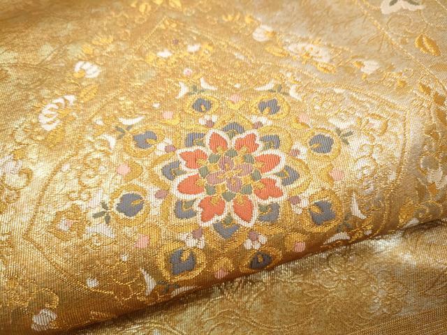 平和屋着物●九寸名古屋帯　正倉院花文　金糸　引箔　正絹　逸品　未使用　CAAX1260hy