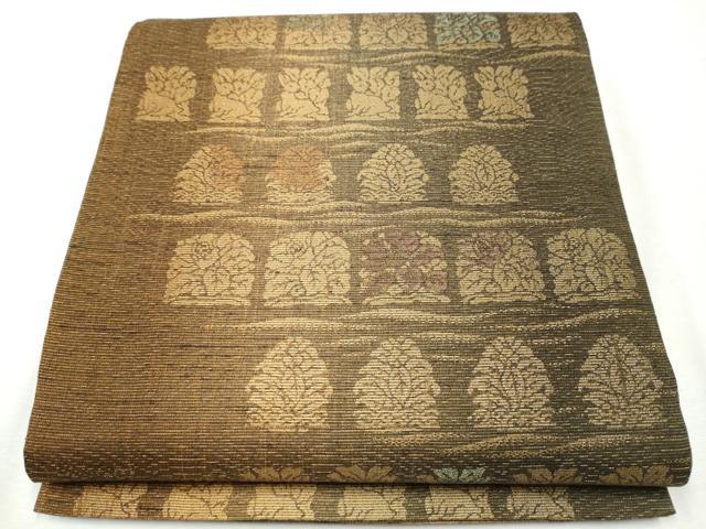 平和屋着物●両面 六通柄袋帯 紬地 花兎 金糸 正絹 逸品 CAAX1385hy