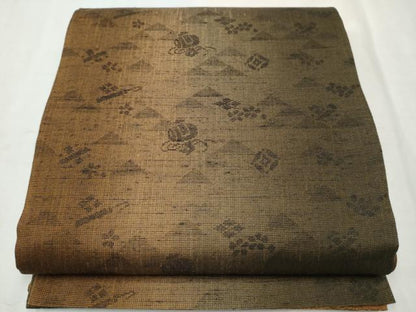 平和屋着物●両面 六通柄袋帯 紬地 花兎 金糸 正絹 逸品 CAAX1385hy