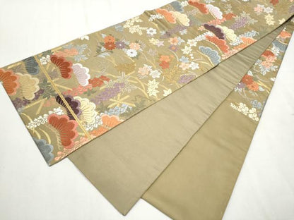 平和屋着物●六通柄　京袋帯　唐織　草花文　金糸　正絹　逸品　CAAX1415hy