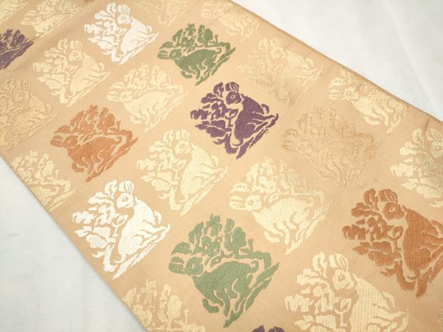 美品　人間国宝　喜多川平郎　有職唐織　袋帯　彩亀甲菊花文　逸品　極上　着物　正絹 美品 人間国宝 喜多川平郎 有職唐織 袋帯 彩亀甲菊花文 逸品 極上