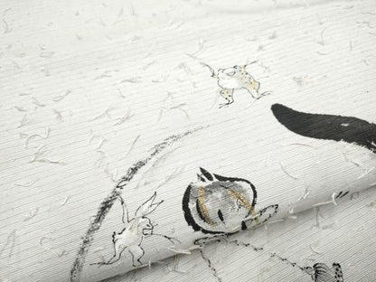 平和屋着物●九寸開き名古屋帯 髭紬 鳥獣戯画 瓢箪文 金彩 正絹 逸品 CAAX1451hy