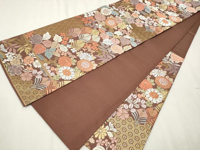 平和屋着物●六通柄袋帯 唐織 草花文 金銀糸 正絹 逸品 CAAX1490hy