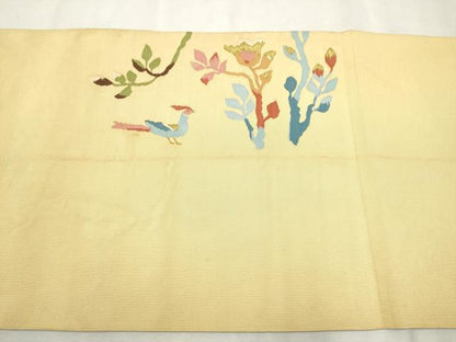 平和屋着物●爪掻き本綴れ 八寸名古屋帯 孔雀枝花文 飴色 金糸 正絹 逸品 CAAX1526hy