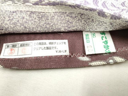 平和屋着物●両面　半幅帯　菱枝葉文　金糸　正絹　逸品　CAAX1528hy