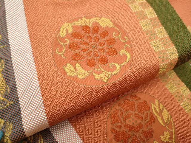 平和屋着物●本場筑前博多織 八寸名古屋帯 花間道 正絹 逸品 CAAX1556hy