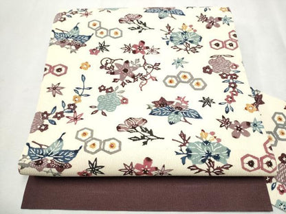 平和屋着物●九寸名古屋帯　型染め　草花文　正絹　逸品　CAAX1583hy