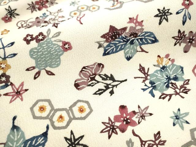 平和屋着物●九寸名古屋帯　型染め　草花文　正絹　逸品　CAAX1583hy