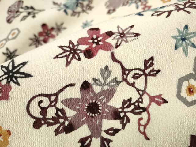 平和屋着物●九寸名古屋帯　型染め　草花文　正絹　逸品　CAAX1583hy