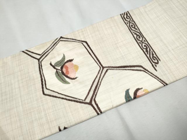 平和屋着物●九寸名古屋帯　枝花文　正絹　逸品　CAAX1594hy