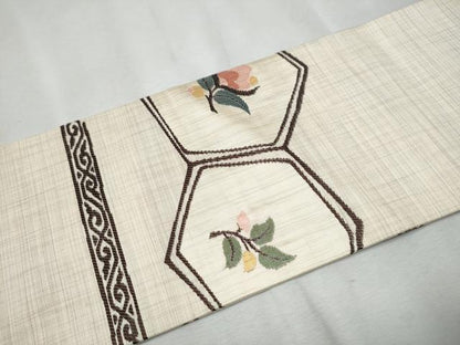 平和屋着物●九寸名古屋帯　枝花文　正絹　逸品　CAAX1594hy