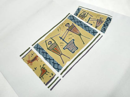 平和屋着物●九寸名古屋帯　駒刺繍　人物文　金彩　正絹　逸品　CAAX1595hy