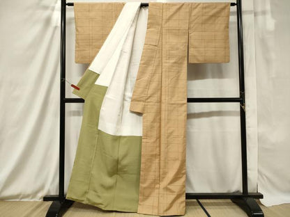 平和屋着物■上質な紬 格子柄 正絹 逸品 CAAX2231in