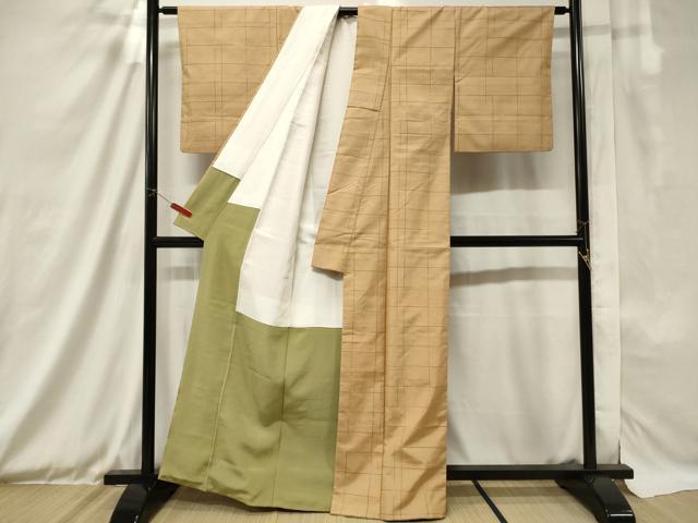 平和屋着物■上質な紬 格子柄 正絹 逸品 CAAX2231in