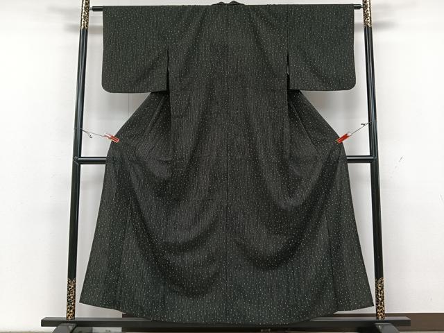 平和屋着物▽小紋　単衣　あられ文　黒地　洗える着物　CAAX2431xi