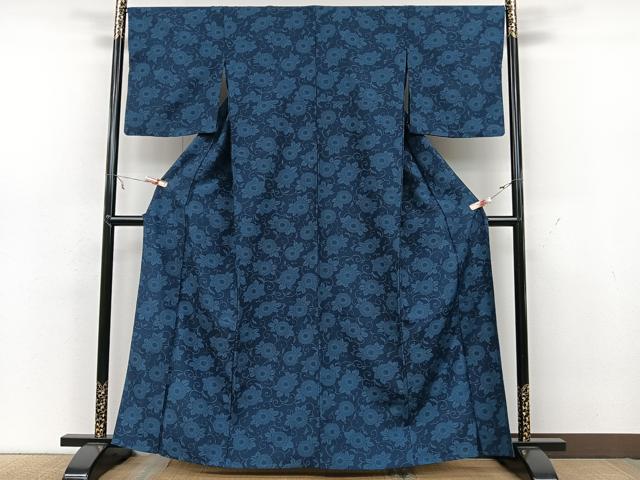 平和屋着物▽小紋 単衣 花唐草文 洗える着物 CAAX2433xi