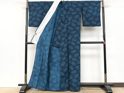 平和屋着物▽小紋 単衣 花唐草文 洗える着物 CAAX2433xi