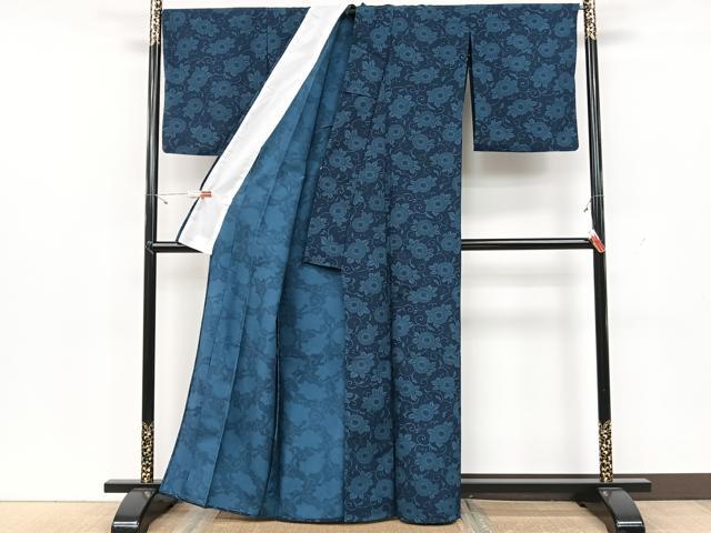 平和屋着物▽小紋 単衣 花唐草文 洗える着物 CAAX2433xi