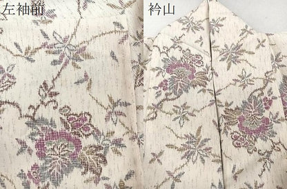 平和屋着物▽小紋　単衣　草花文　洗える着物　CAAX2435xi