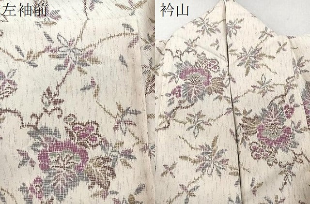 平和屋着物▽小紋　単衣　草花文　洗える着物　CAAX2435xi