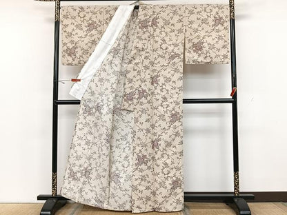 平和屋着物▽小紋　単衣　草花文　洗える着物　CAAX2435xi