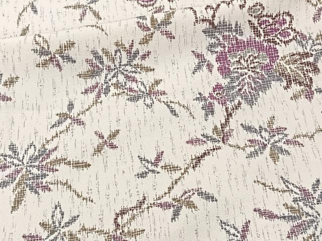 平和屋着物▽小紋　単衣　草花文　洗える着物　CAAX2435xi