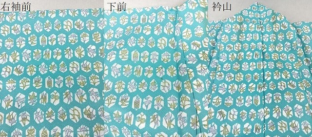 平和屋着物▽小紋　単衣　亀甲草花文　洗える着物　CAAX2439xi