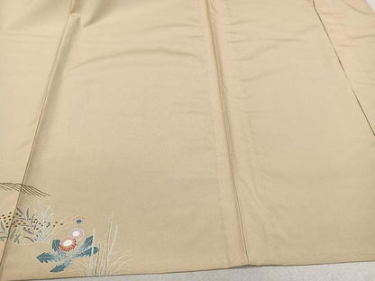 平和屋着物▽訪問着　単衣　草花文　金彩　洗える着物　CAAX2441xi